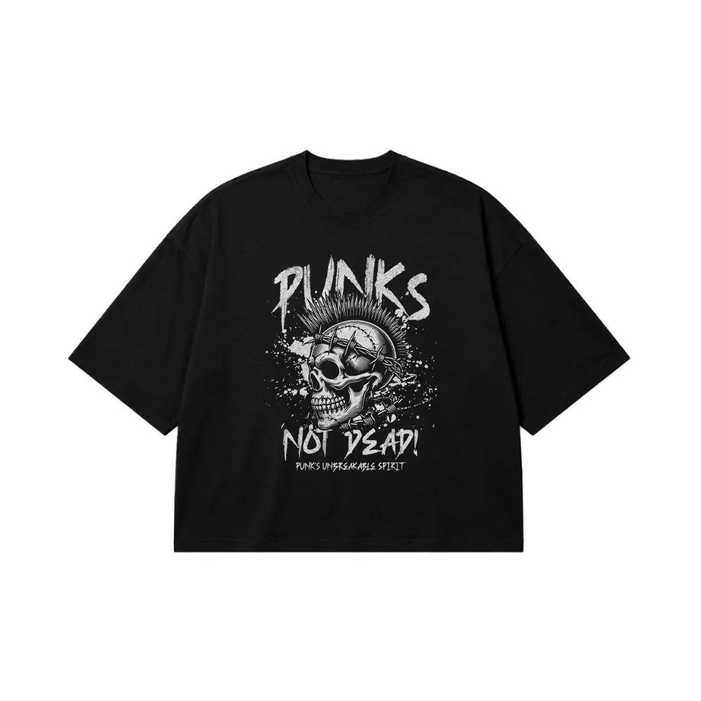 تیشرت باکسی جمجمه طرح Punk's Unbreakable Spirit کد 26235