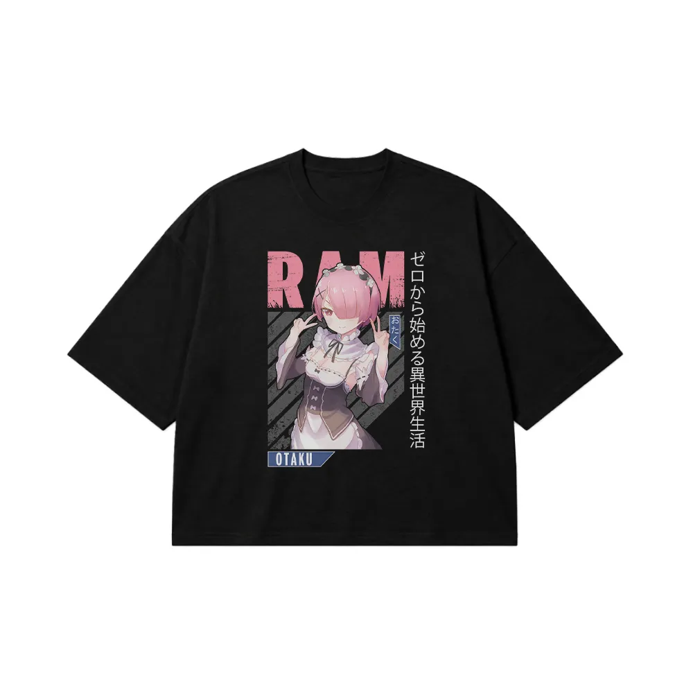تیشرت باکسی انیمه طرح رم (Ram - Re:Zero) کد 26317