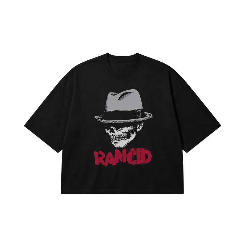 تیشرت باکسی رنسید طرح جمجمه کلاه‌دار (Rancid) کد 26333