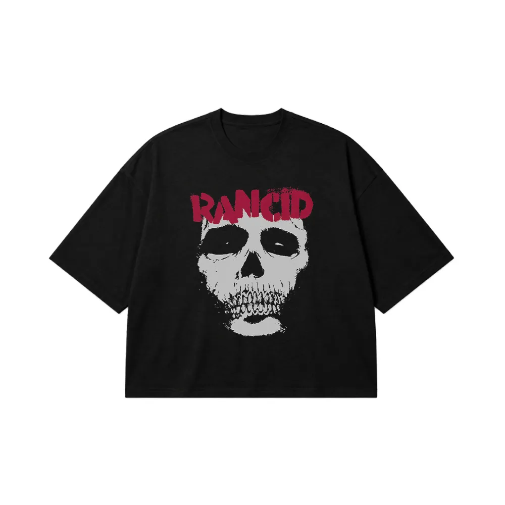 تیشرت باکسی رنسید طرح جمجمه پانک (Rancid) کد 26334