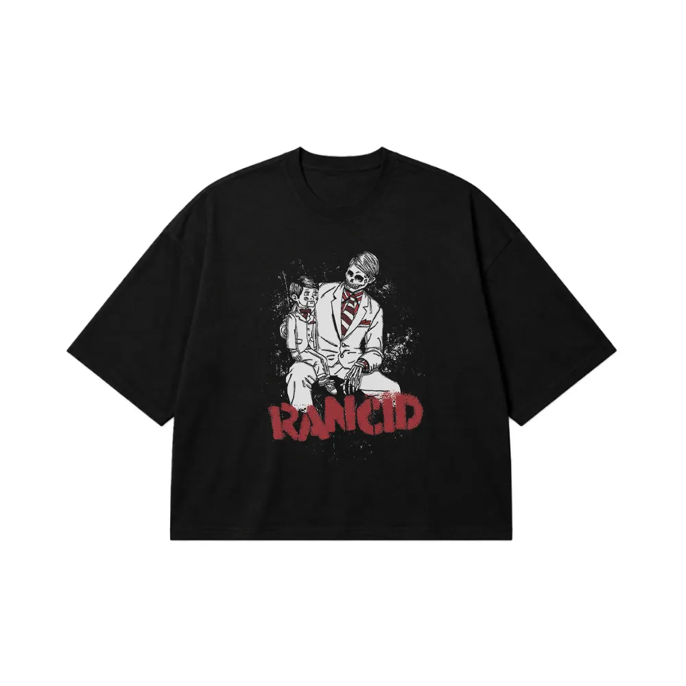 تیشرت باکسی رنسید طرح عروسک و جمجمه (Rancid) کد 26335