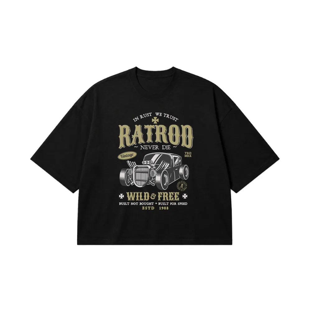 تیشرت باکسی ماشین رترو طرح Rat Rod Vintage کد 26361