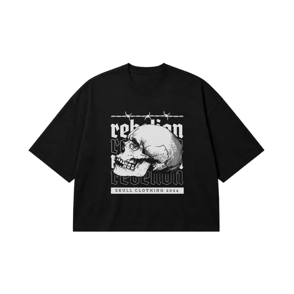 تیشرت باکسی جمجمه طرح Rebellion Skull Clothing کد 26397
