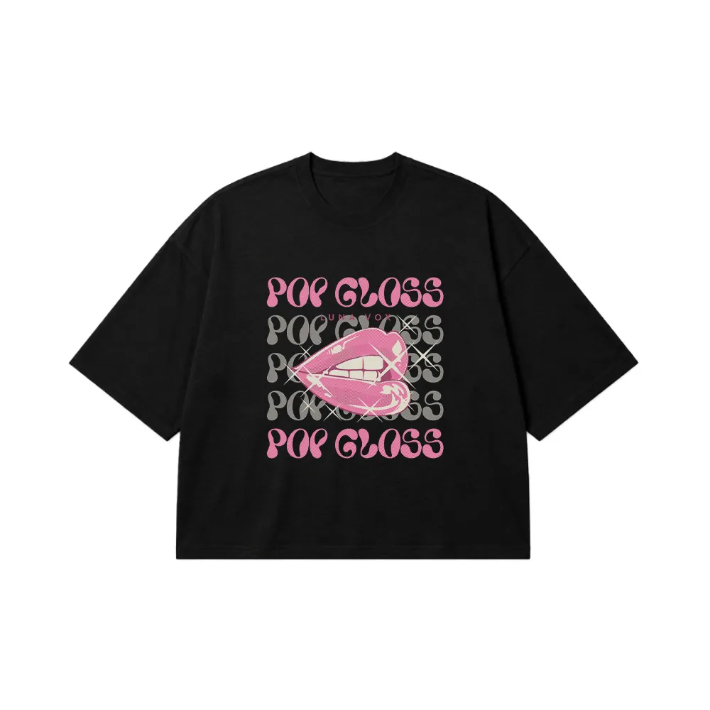 تیشرت باکسی لب صورتی طرح Pop Gloss کد 26505
