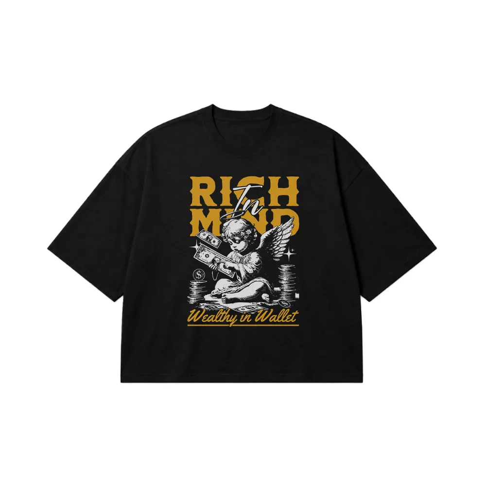 تیشرت باکسی انگیزشی طرح Rich Mind کد 26701
