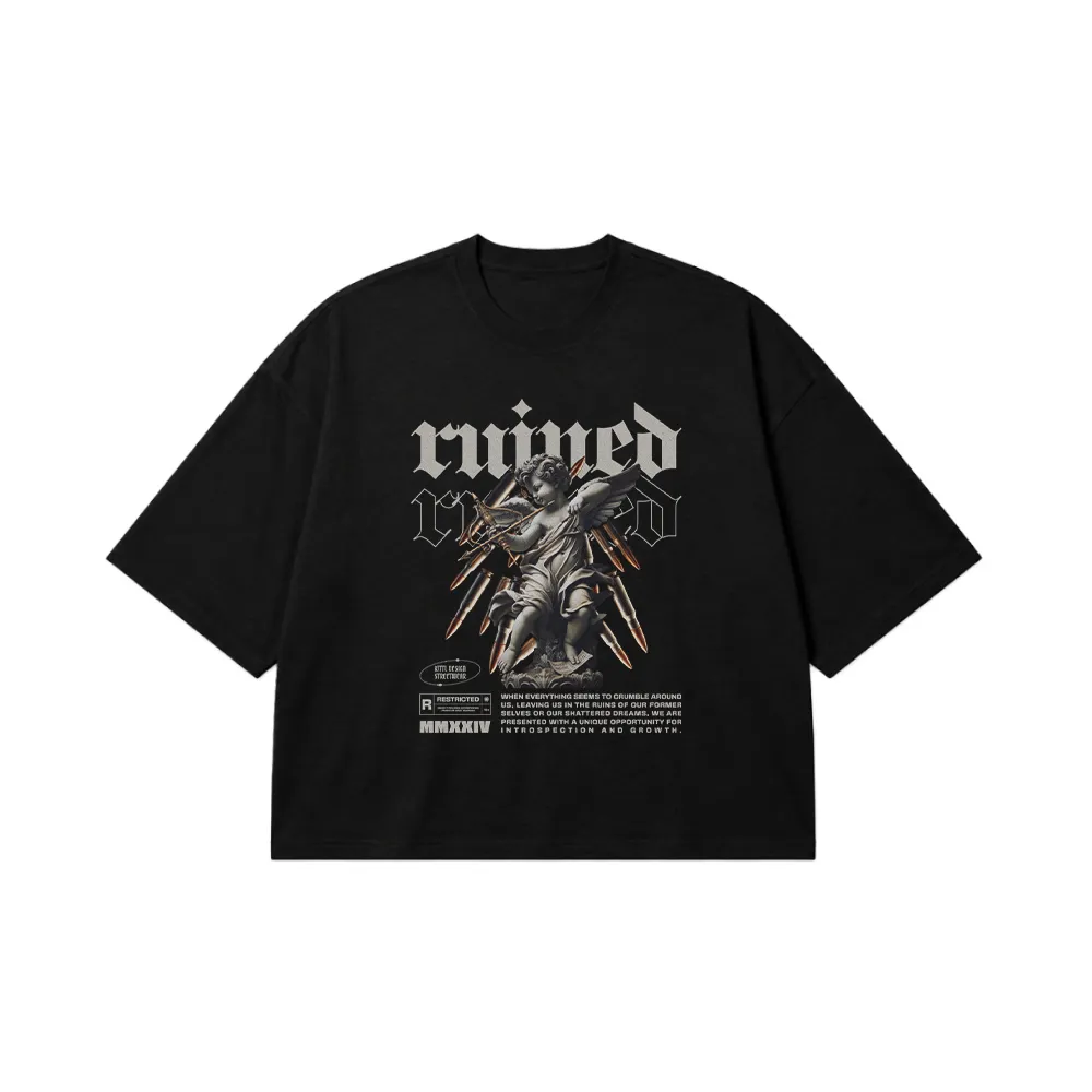 تیشرت باکسی مجسمه فرشته طرح Ruined کد 26905