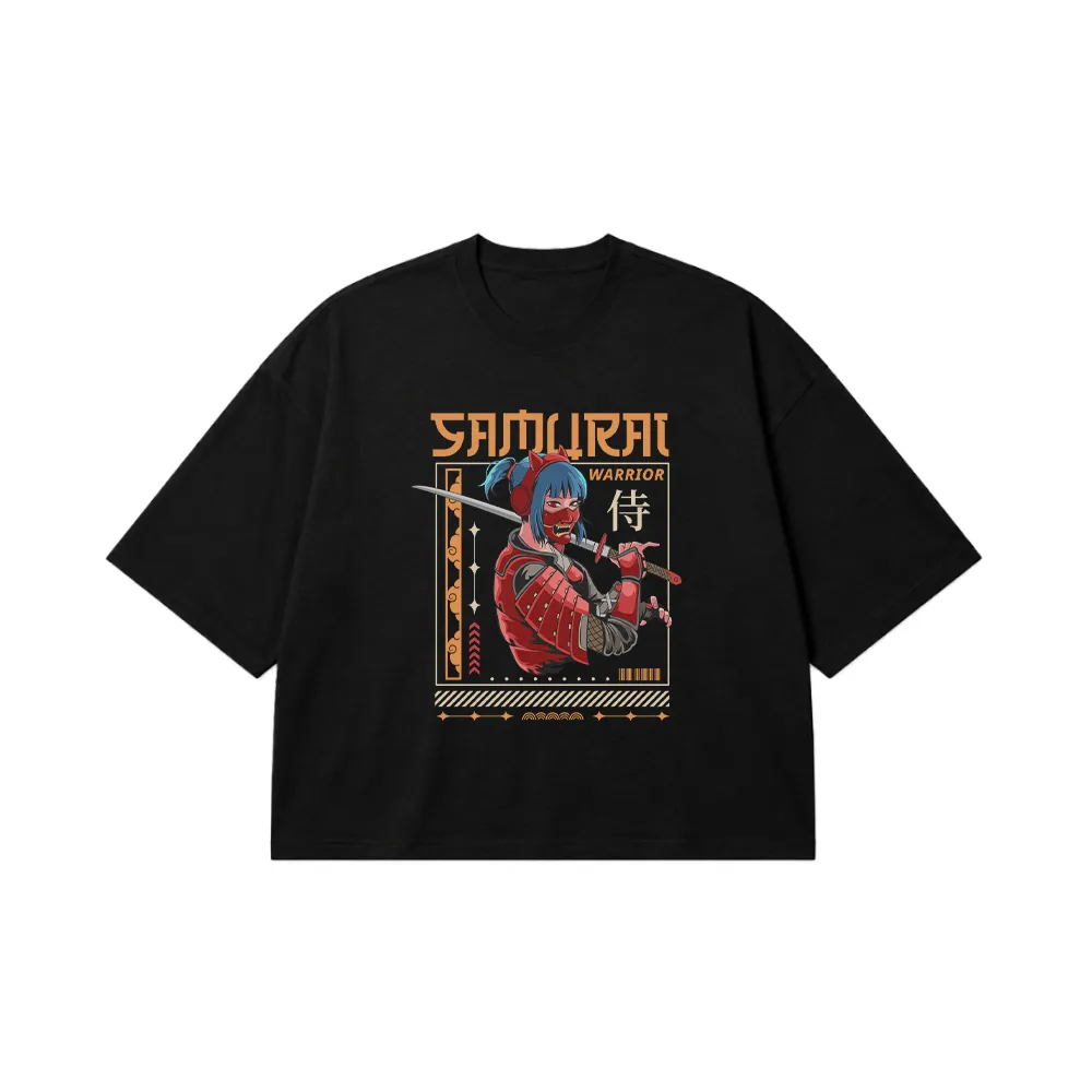 تیشرت باکسی سامورایی طرح جنگجوی زره‌پوش (Samurai Warrior) کد 27070