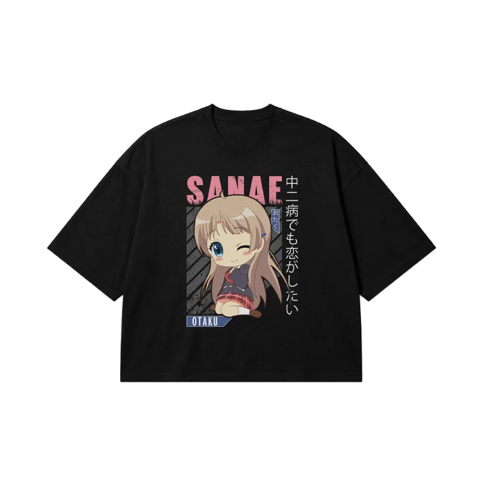 تیشرت باکسی انیمه دخترانه طرح Otaku Sanae کد 27080