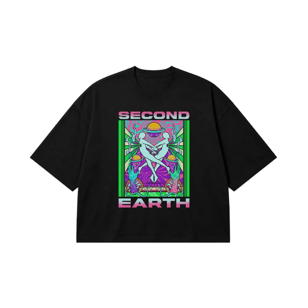 تیشرت باکسی طرح Second Earth سایکدلیک کد 27189