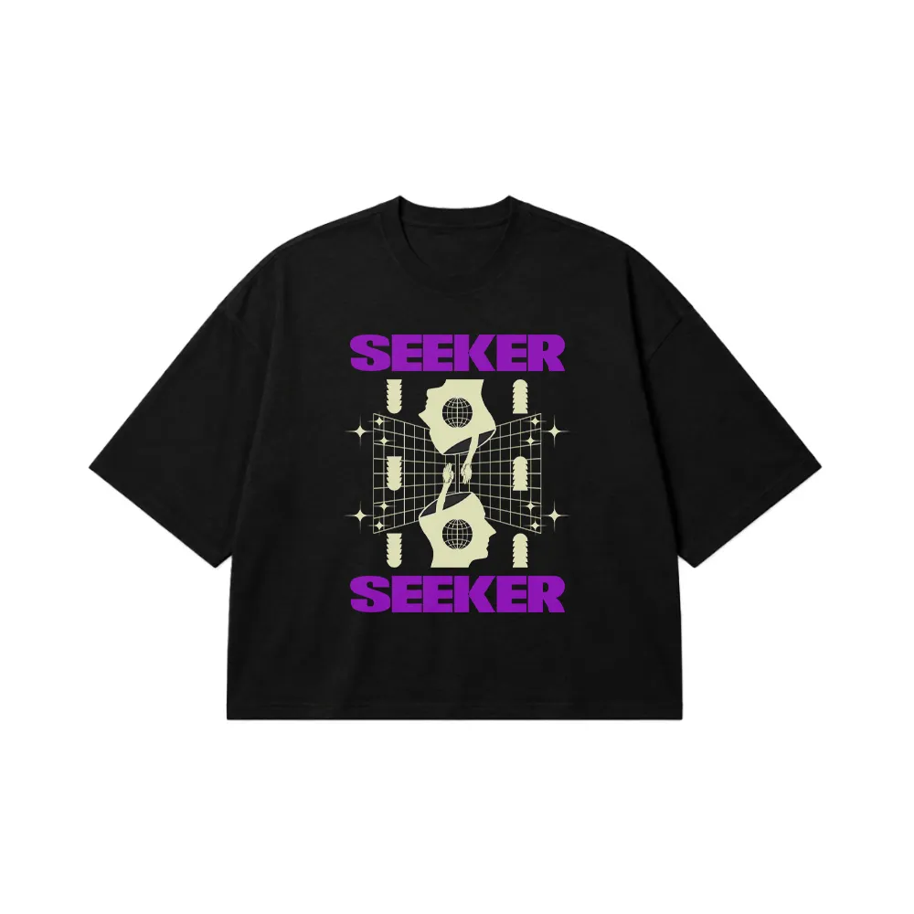 تیشرت باکسی طرح Seeker بنفش کد 27196