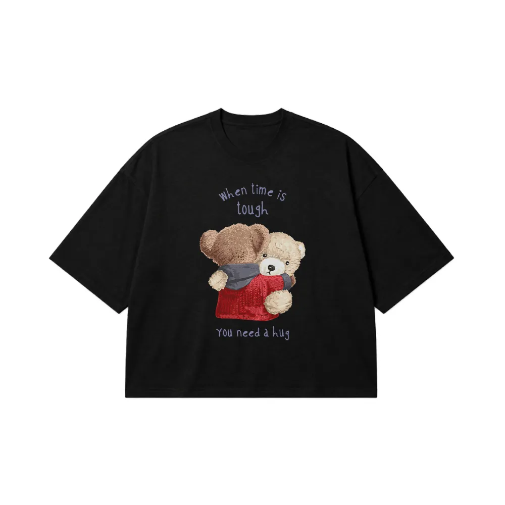 تیشرت باکسی خرس عروسکی طرح You Need a Hug کد 27246