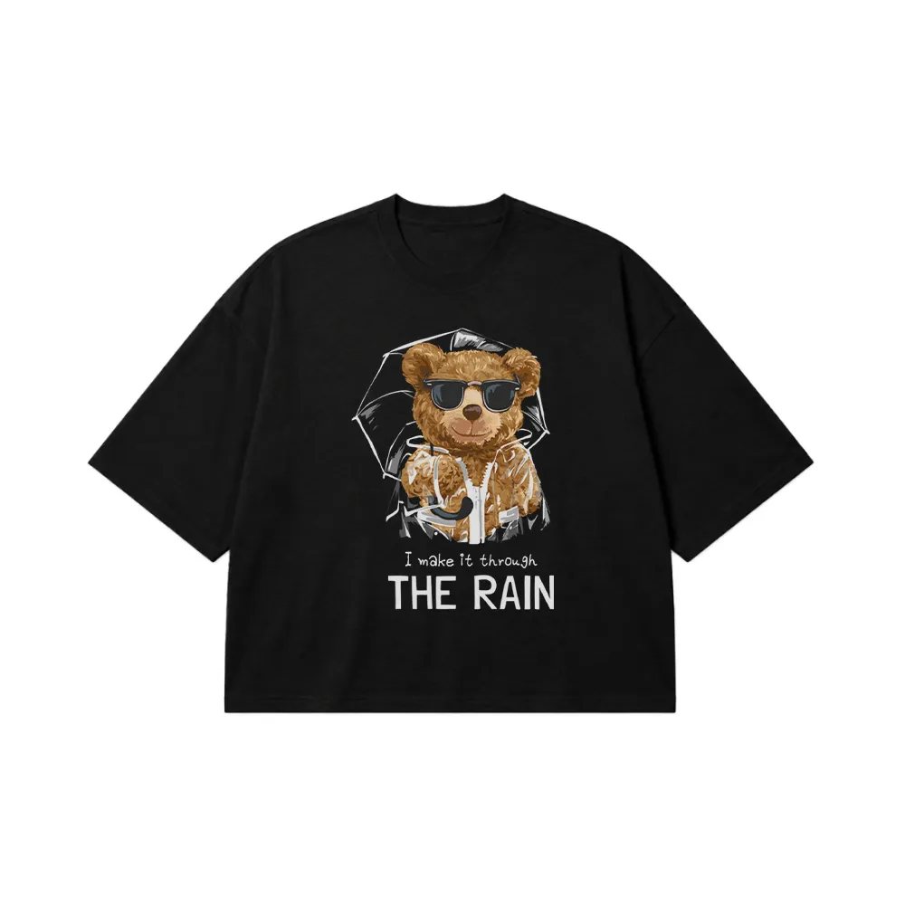تیشرت باکسی خرس عروسکی طرح I Make It Through the Rain کد 27264