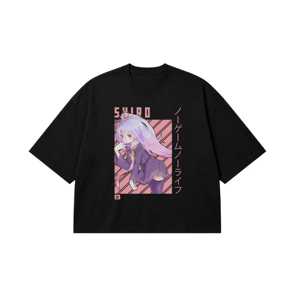 تیشرت باکسی انیمه No Game No Life طرح شیرو ایستاده (Shiro) کد 27443