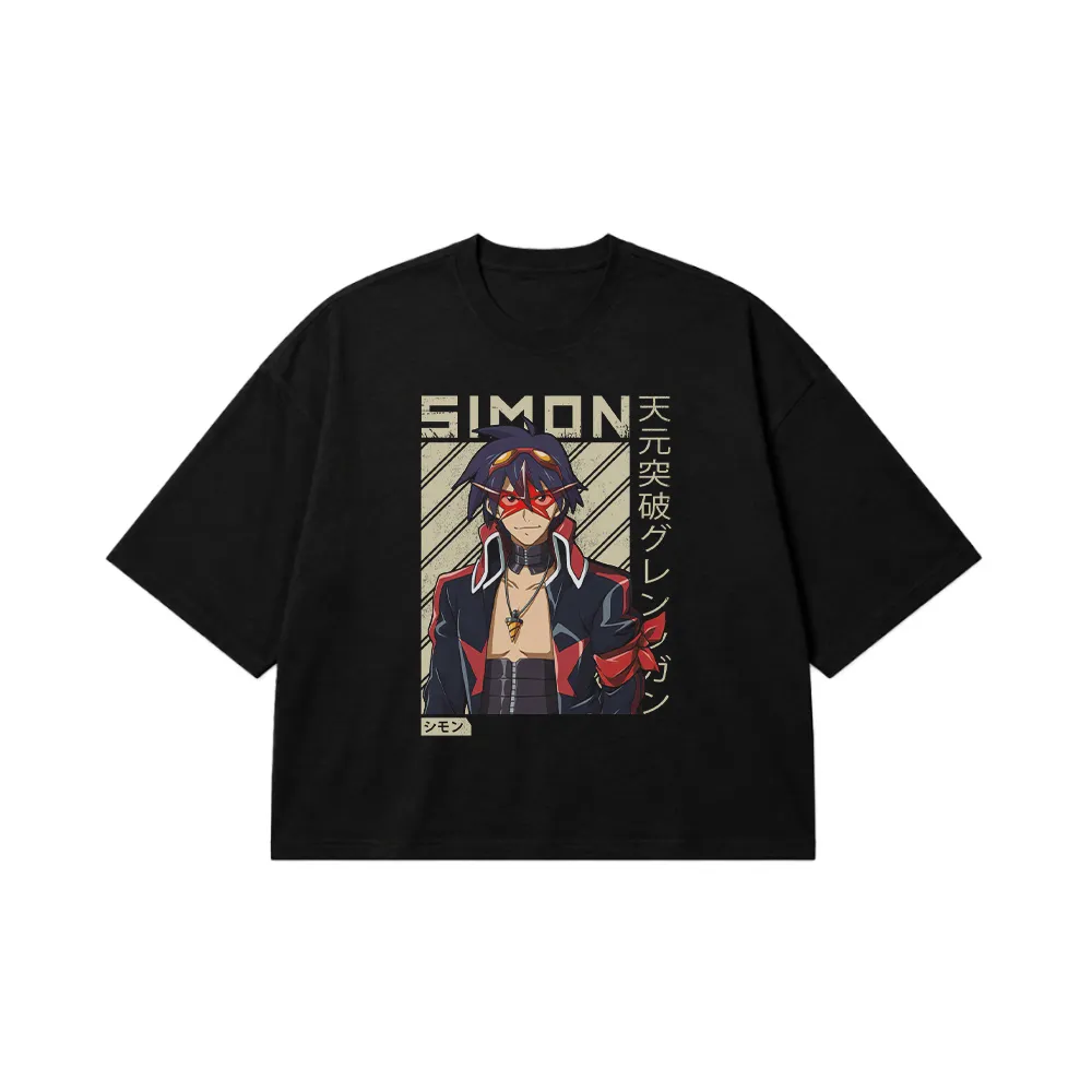 تیشرت باکسی انیمه گورن لاگان طرح سیمون (Simon) کد 27551