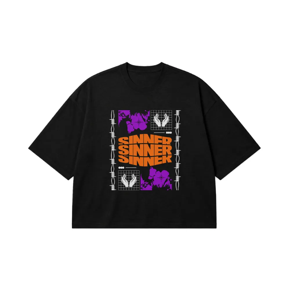 تیشرت باکسی تایپوگرافی Sinner کد 27563