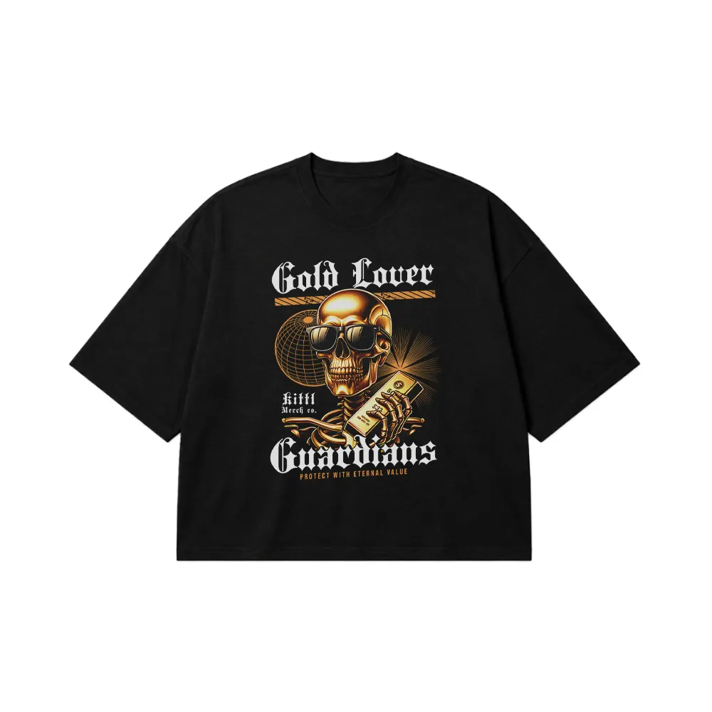 تیشرت باکسی جمجمه طرح Gold Lover Guardians کد 27591
