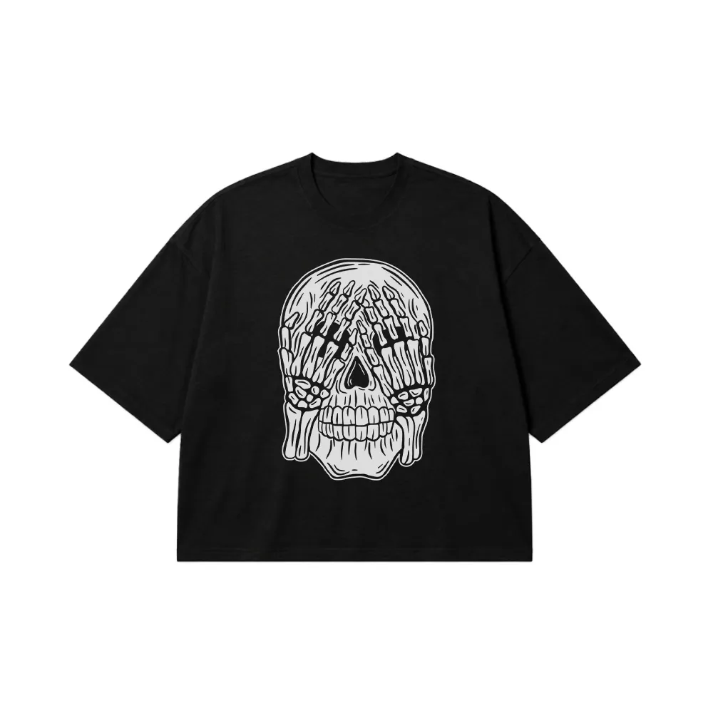 تیشرت باکسی جمجمه طرح See No Evil کد 27617