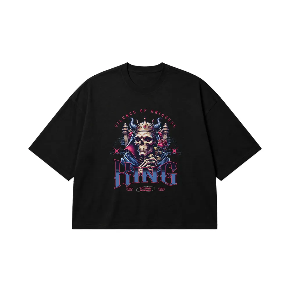 تیشرت باکسی جمجمه طرح King تاجدار کد 27665