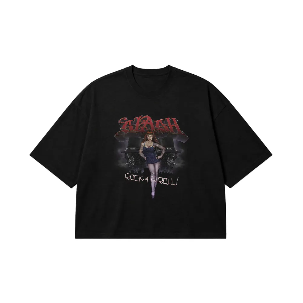 تیشرت باکسی اسلش طرح Rock n Roll کد 27838