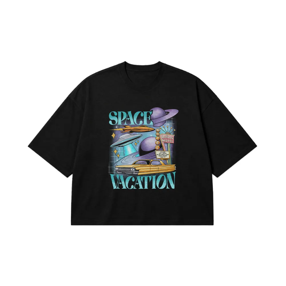 تیشرت باکسی طرح Space Vacation رترو کد 28052