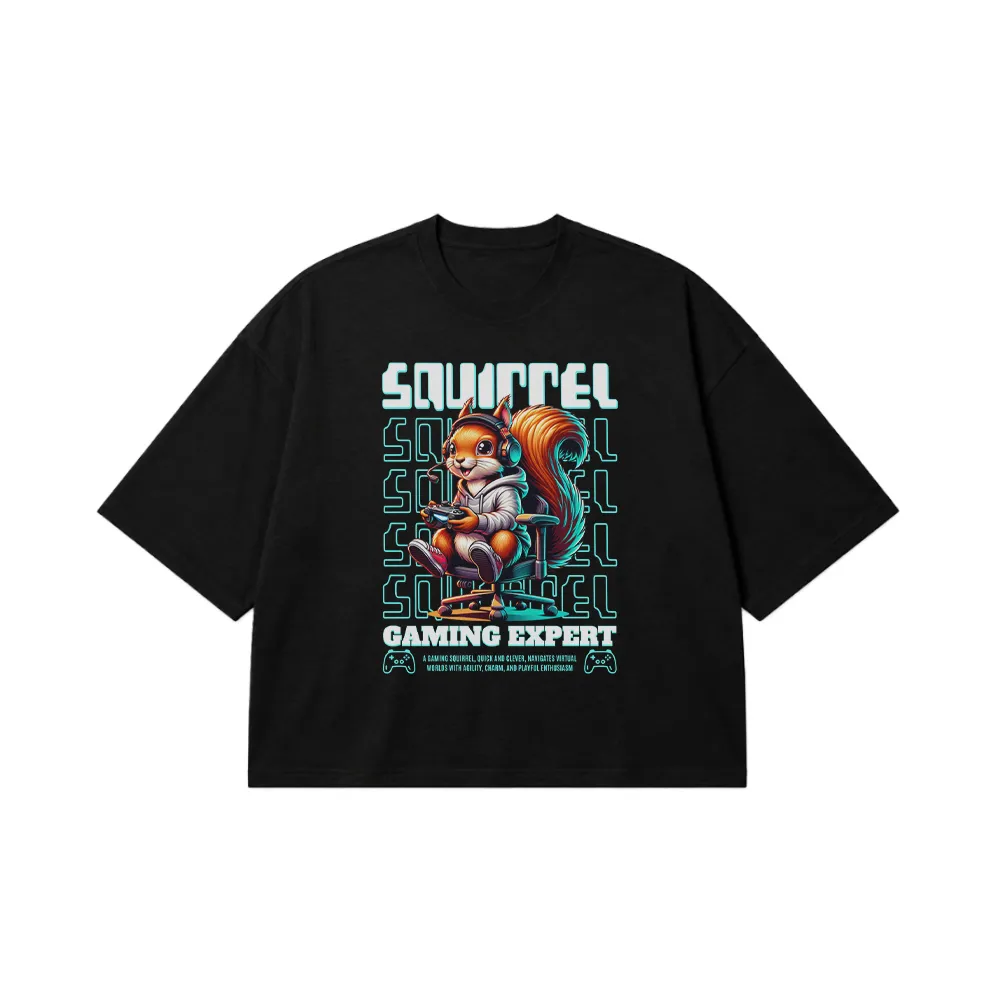 تیشرت باکسی سنجاب طرح گیمینگ Squirrel Gaming Expert کد 28221