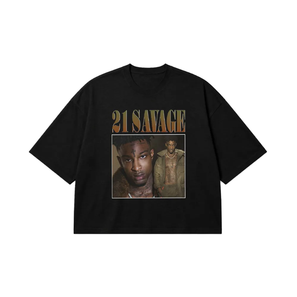 تیشرت باکسی 21 سویج طرح پرتره (21 Savage) کد 28230
