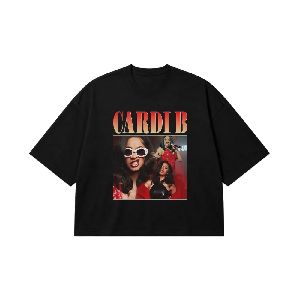 تیشرت باکسی کاردی بی طرح پرتره دوم (Cardi B) کد 28243