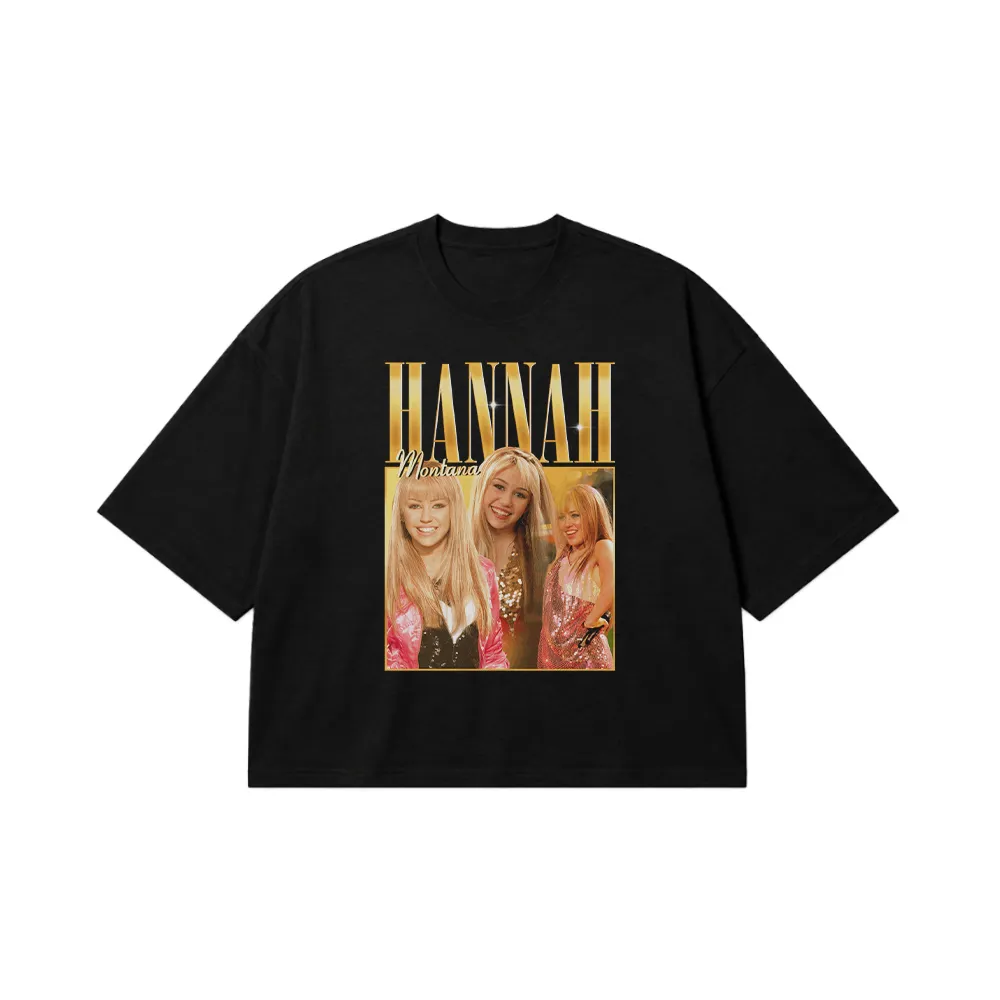 تیشرت باکسی هانا مونتانا طرح پرتره (Hannah Montana) کد 28252
