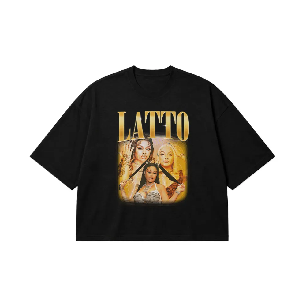 تیشرت باکسی لاتو طرح پرتره (Latto) کد 28268