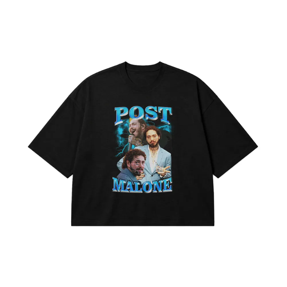 تیشرت باکسی پست مالون طرح پرتره (Post Malone) کد 28285