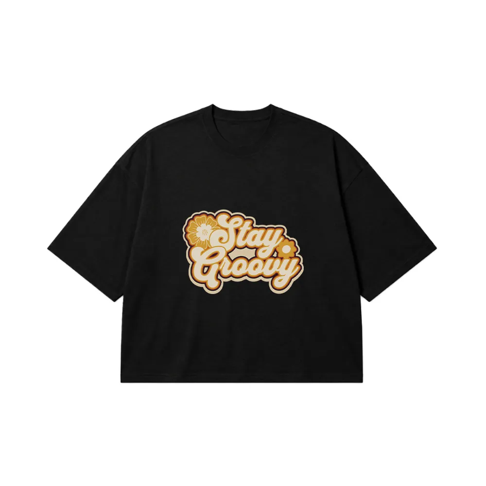 تیشرت باکسی تایپوگرافی رترو Stay Groovy کد 28369
