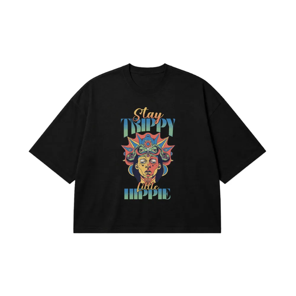 تیشرت باکسی سایکدلیک طرح Stay Trippy Little Hippie کد 28379