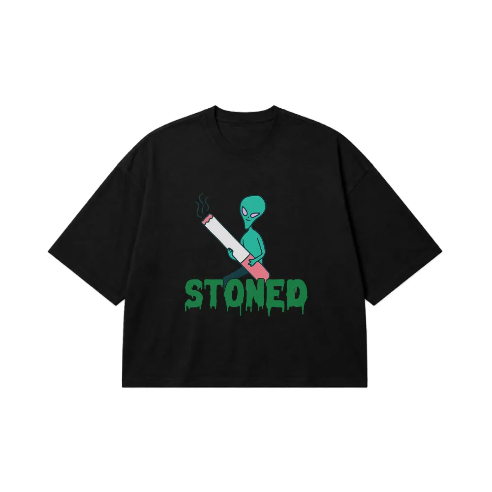 تیشرت باکسی بیگانه طرح Stoned کد 28407