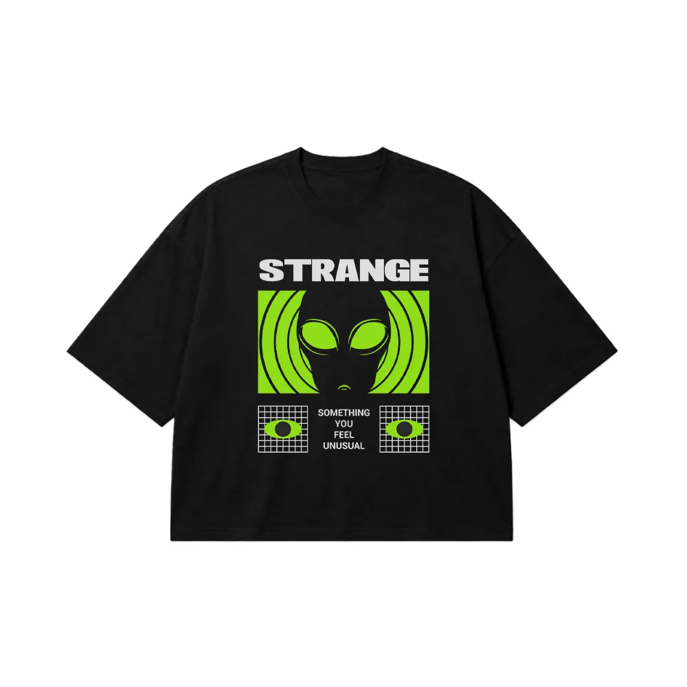 تیشرت باکسی بیگانه طرح Strange کد 28420