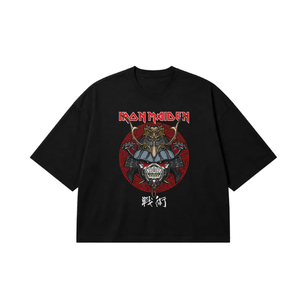 تیشرت باکسی آیرون میدن طرح سامورایی جمجمه (Iron Maiden) کد 28423