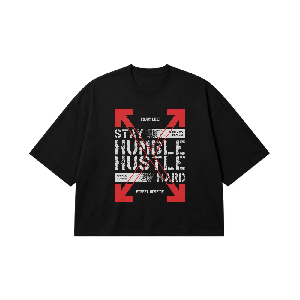 تیشرت باکسی طرح Stay Humble Hustle Hard Street Division کد 28464