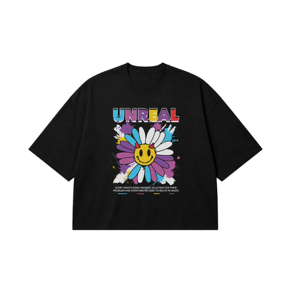 تیشرت باکسی گل طرح Unreal کد 28482