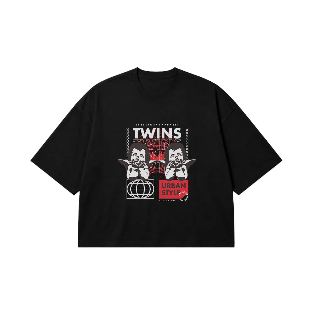 تیشرت باکسی استریت‌ویر طرح Twins Urban Style کد 28548