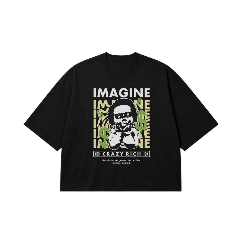 تیشرت باکسی پول طرح Crazy Rich Imagine کد 28550