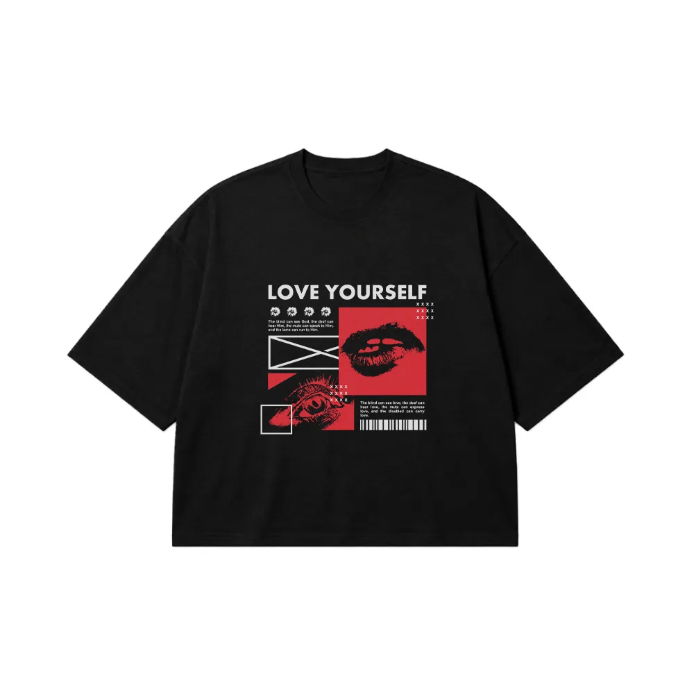 تیشرت باکسی خوددوستی طرح Love Yourself کد 28560