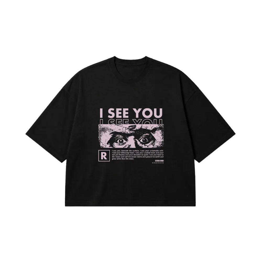 تیشرت باکسی چشم طرح I See You کد 28566