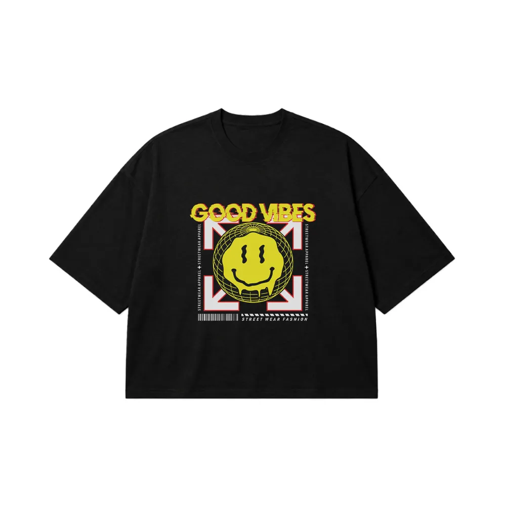 تیشرت باکسی حال خوب طرح Good Vibes کد 28696