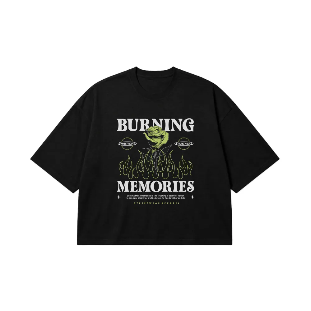 تیشرت باکسی خاطره‌انگیز طرح Burning Memories کد 28712
