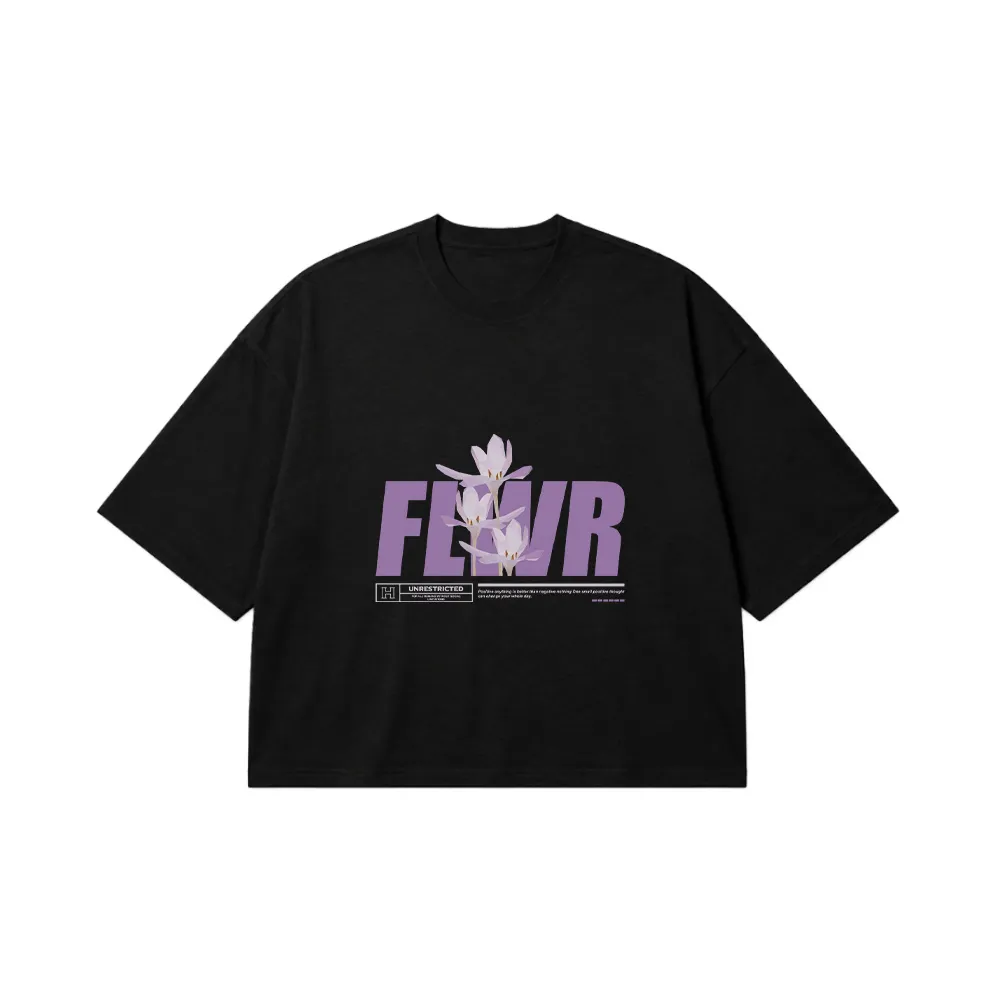 تیشرت باکسی گل مینیمال طرح FLWR کد 28726