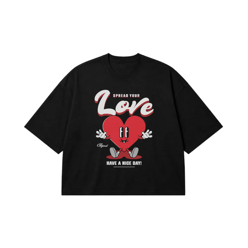 تیشرت باکسی قلب کارتونی طرح Spread Your Love کد 28794