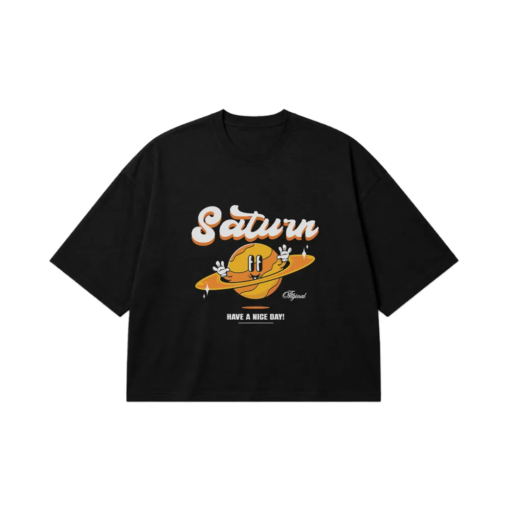 تیشرت باکسی سیاره زحل کارتونی طرح Saturn کد 28796