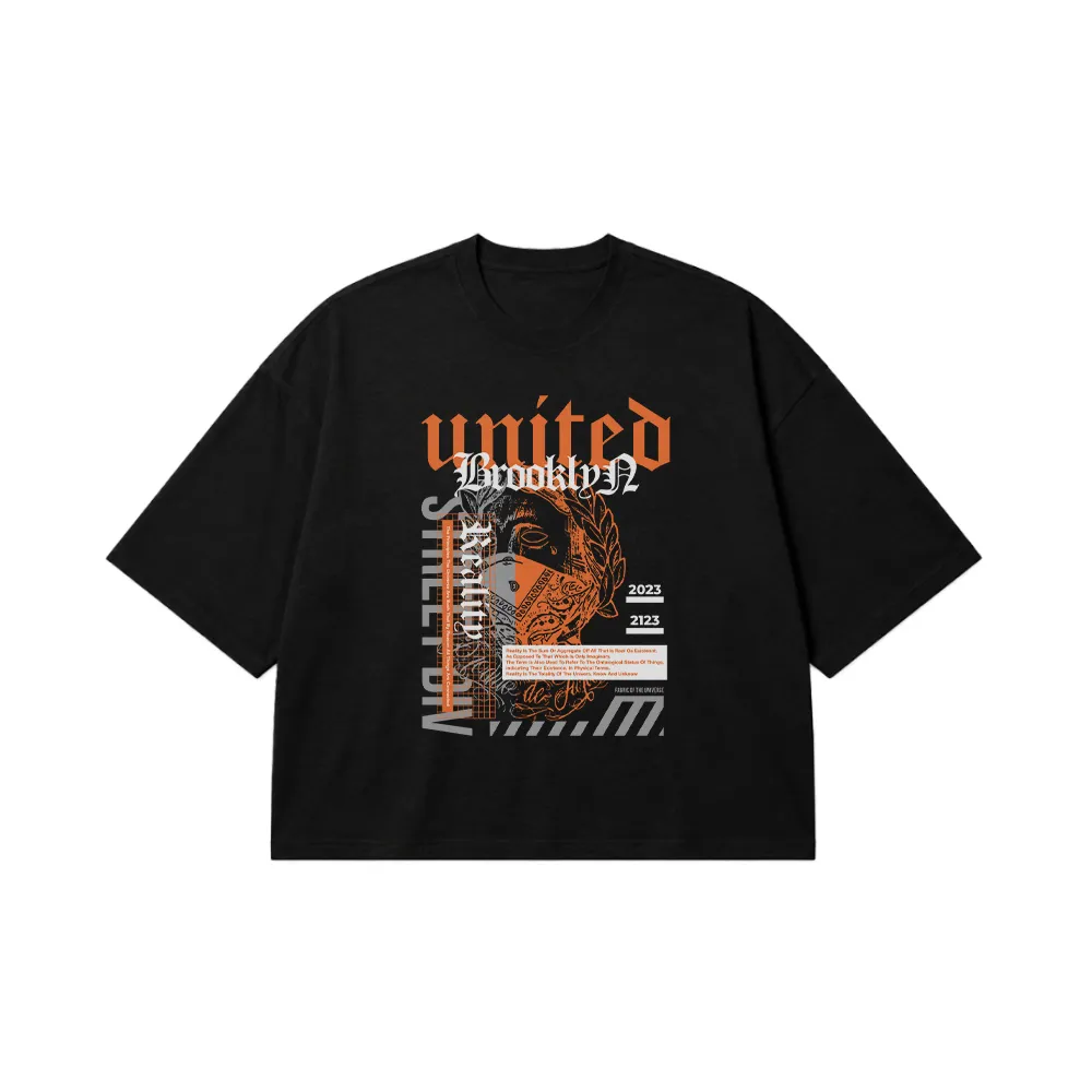 تیشرت باکسی ماسک‌دار طرح United Brooklyn کد 28844