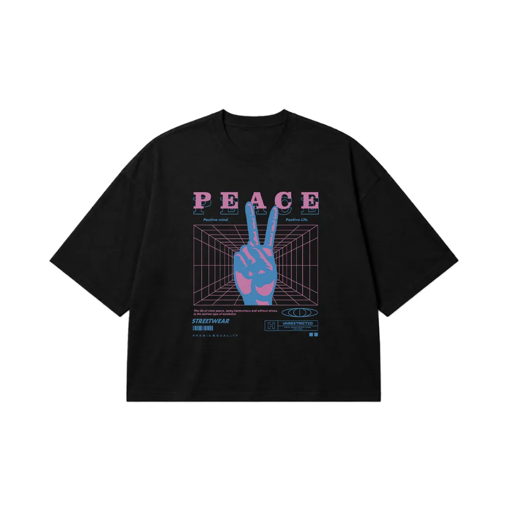 تیشرت باکسی دست صلح طرح Peace کد 28850