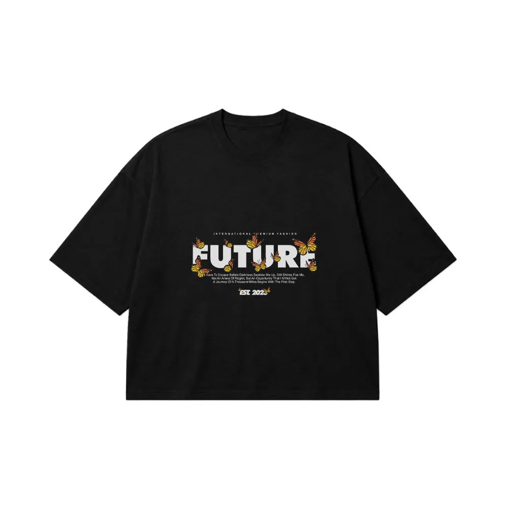 تیشرت باکسی پروانه طرح Future کد 28870