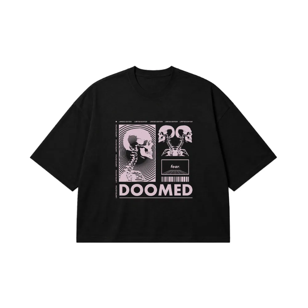 تیشرت باکسی جمجمه طرح Doomed کد 28876